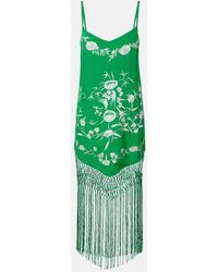 CAMILLA - Embellished Embroidered Fringed Silk Minidress - Lyst