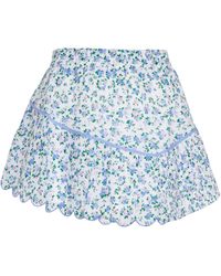 LoveShackFancy Memphis Floral Cotton Miniskirt - Blue