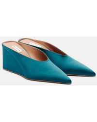 Alaïa - Cube Satin Wedge Mules - Lyst