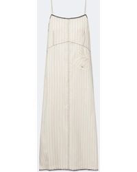 Prada - Vestido Largo A Rayas Con Encaje - Lyst