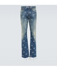 Gucci - Jeans con cristalli Interlocking G - Lyst