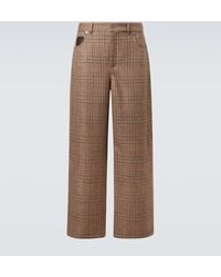 Loewe - Checked Wool Wide-Leg Pants - Lyst