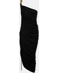 Bottega Veneta - One-shoulder Asymmetric Embellished Satin-jersey Midi Dress - Lyst