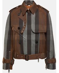 Burberry - Belted Double-breasted Checked Gabardine Biker Jacket - Lyst