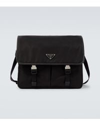 Prada - Re-Nylon Leather-Trimmed Messenger Bag - Lyst