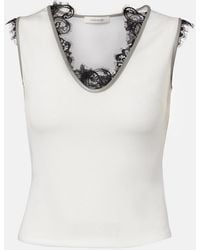 JACQUES WEI - Layered Lace-Trimmed Jersey Top - Lyst