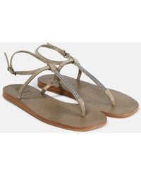 Brunello Cucinelli - Embellished Suede Thong Sandals - Lyst