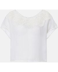 Nili Lotan - Caila Crochet-Trimmed Ramie Top - Lyst