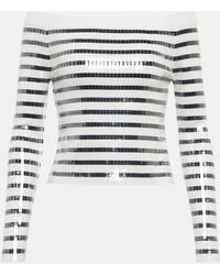 Jean Paul Gaultier - Sequined Striped Off-shoulder Sweater - Lyst