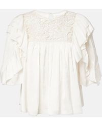 Isabel Marant - Syrane Lace-Trimmed Ruffled Top - Lyst