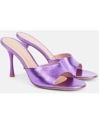Gianvito Rossi - Logo Metallic Leather Mules - Lyst