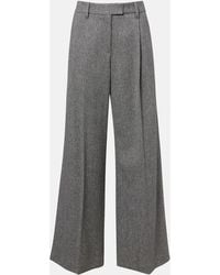 Brunello Cucinelli - Monili Herringbone Wool-Blend Wide-Leg Pants - Lyst