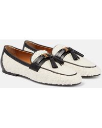Tod's - Tasseled Boucle And Leather Loafers - Lyst