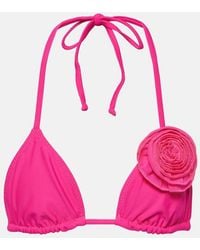 SAME - Floral-Applique Triangle Bikini Top - Lyst