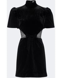 Rebecca Vallance - Martha Lace-Trimmed Velvet Minidress - Lyst
