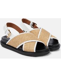 Marni - Fussbett Leather-trimmed Sandals - Lyst