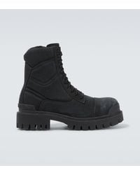 Balenciaga - Combat Strike Canvas Lace-Up Boots - Lyst