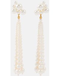 Jennifer Behr - Pendientes Charlena Chapados En Oro Con Perlas Sinteticas - Lyst