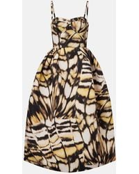 Oscar de la Renta - Printed Faille Cocktail Dress - Lyst