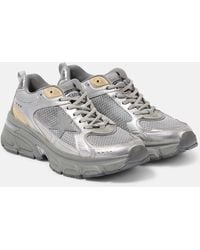 Golden Goose - Lightstar Metallic Leather And Mesh Sneakers - Lyst