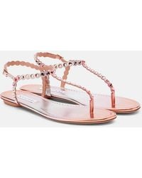 Aquazzura - Tequila Embellished Leather Thong Sandals - Lyst