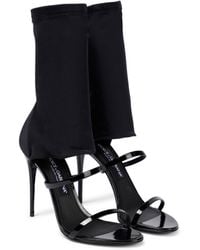 Dolce & Gabbana Leather-trimmed Sock Sandals - Black