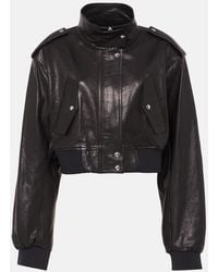 KHAITE - Kember Cropped Leather Bomber Jacket - Lyst