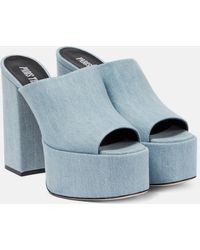 Paris Texas - Sasha Denim Platform Mules - Lyst