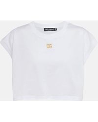 Dolce & Gabbana - Top cropped in jersey di cotone - Lyst