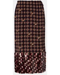 Dries Van Noten - Printed Sequined Silk Midi Skirt - Lyst