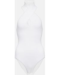 Alaïa - Ribbed-Knit Halterneck Bodysuit - Lyst