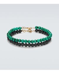 Mateo - Set Of 2 14Kt Beaded Bracelets With Malachite And Lava Rock - Lyst