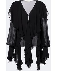 Blumarine - Ruffled Crepe Blouse - Lyst