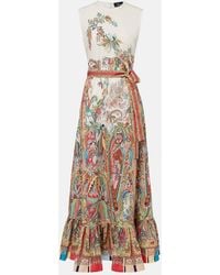Etro - Belted Printed Cotton Maxi Dress - Lyst