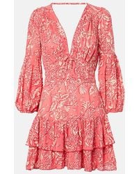 Poupette - Chiara Printed Ruffled Minidress - Lyst