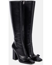 Versace - Gianni Ribbon Leather Knee-High Boots - Lyst