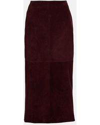 Nour Hammour - Selly Suede Midi Skirt - Lyst