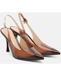 Gianvito Rossi - Diana 95 Leather-Trimmed Slingback Pumps - Lyst
