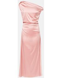 STAUD - Elyse Silk-Blend Midi Dress - Lyst