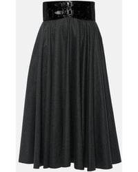 Alaïa - Belted High-Rise Virgin Wool Midi Skirt - Lyst