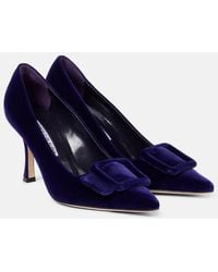 Manolo Blahnik - Maysale 90 Velvet Pumps - Lyst