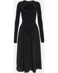 Stella McCartney Cutout Silk-trimmed Midi Dress - Black