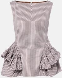 Dries Van Noten - Striped Ruffled Cotton And Silk Top - Lyst