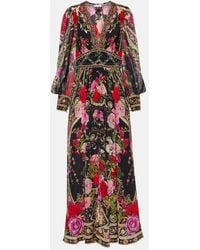 CAMILLA - Robe Longue En Soie A Fleurs - Lyst