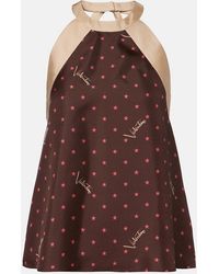 Valentino - Printed Halterneck Silk Twill Top - Lyst