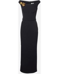 Safiyaa - Belted Embellished Crepe Maxi Dress - Lyst