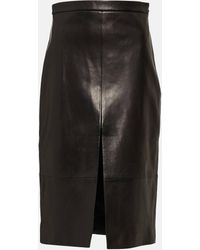 Khaite - Fraser Leather Midi Skirt - Lyst