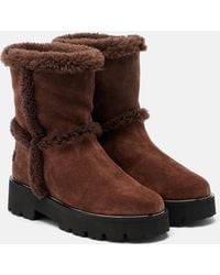 Aquazzura - Teddi Shearling-Trimmed Suede Ankle Boots - Lyst