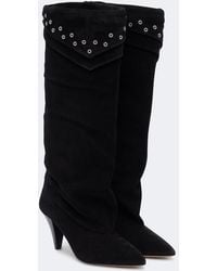 Isabel Marant - Lezra Embellished Suede Knee-High Boots - Lyst