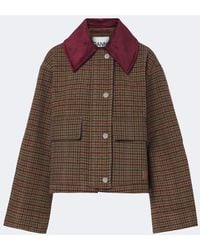 Ganni - Checked Wool-Blend Twill Jacket - Lyst